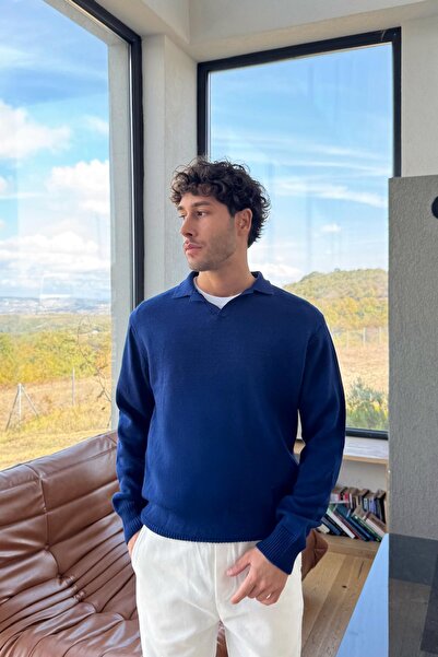 Flaw Wear Tricotaj cu decolteu în V Pulover bleumarin