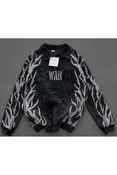 bergibo Yikamali Fabric Oversize Buttoned Collar Sweat - 100% Combed Cotton Oversize Sweatshirt