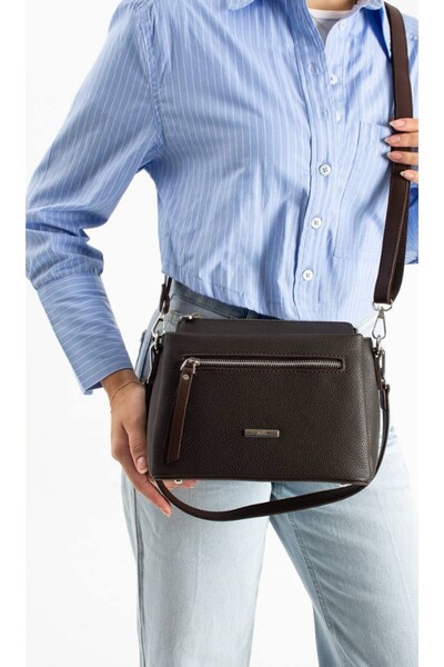 eflanmoda Γυναικεία τσάντα ώμου και χιαστί 6 θέσεων από τεχνητό δέρμα πρώτης ...