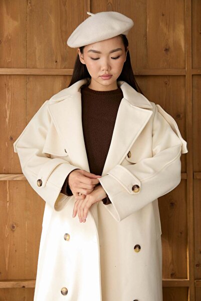 Rimel Moda Trench Look Coat Beige