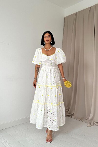 Wear Up Yellow Lace Detailed Embroidered Dress