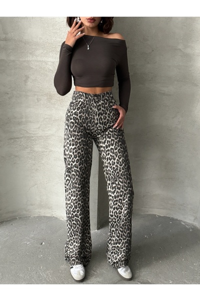 ADAMODA.RO Animal print flared jeanS