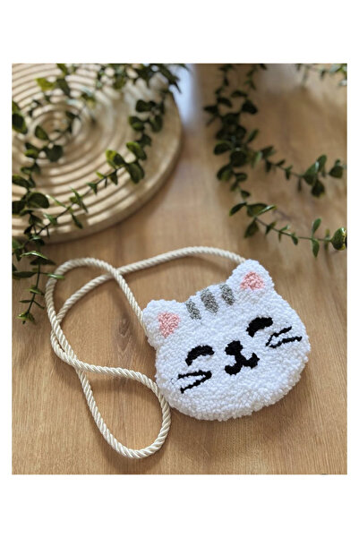 ngn collection Cat Figured Punch Handmade Plush Children's Bag – Cute Shoulder Bag Girl's Bag