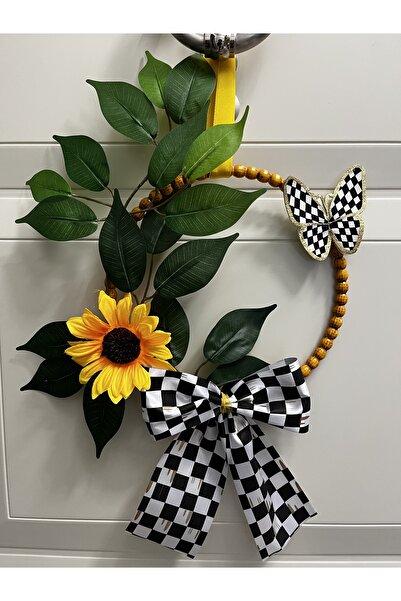 GÜLHOBY Floral Door Ornament Mackenzie Model Ribbon Butterfly Benjamin Leaf Door Wreath