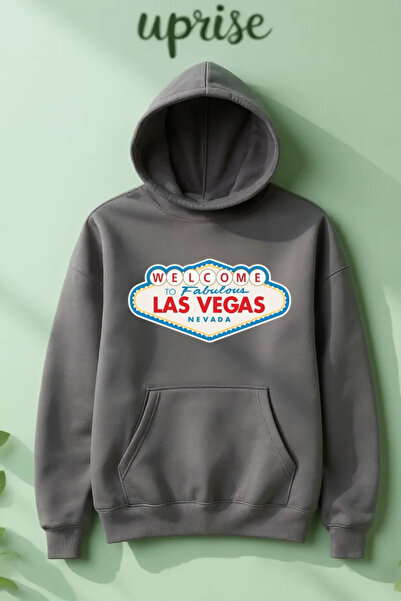 Vordevia Hanorac Las Vegas cu imprimeu din bumbac cu supradimensionat fire