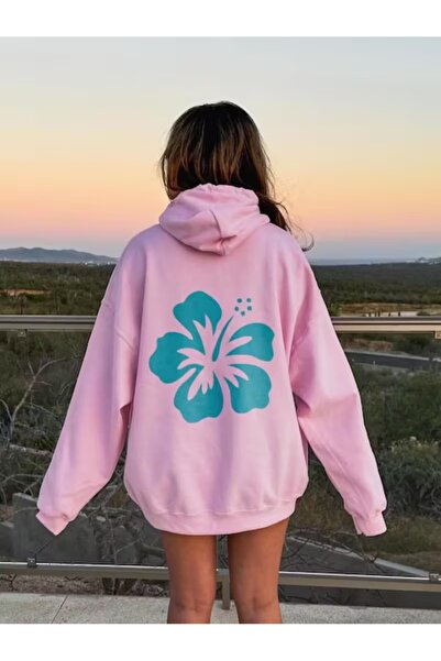 DİVİN Women's Rose Printed Sweatshirt 3-Thread Quality Fabric Oversized Cut