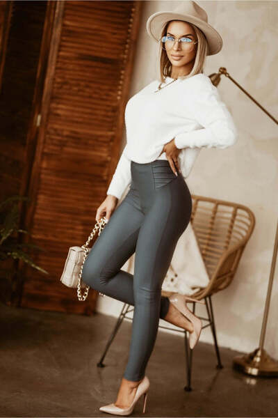 WildFashion Casual/elegant high-waisted pants made of slightly elastic material F823-18