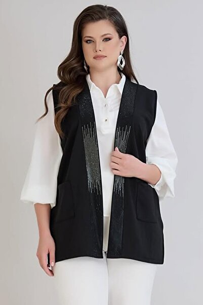 wearon tekstil Wearon Women's Ayza Crystal 2-String Black Vest with Stone Pockets