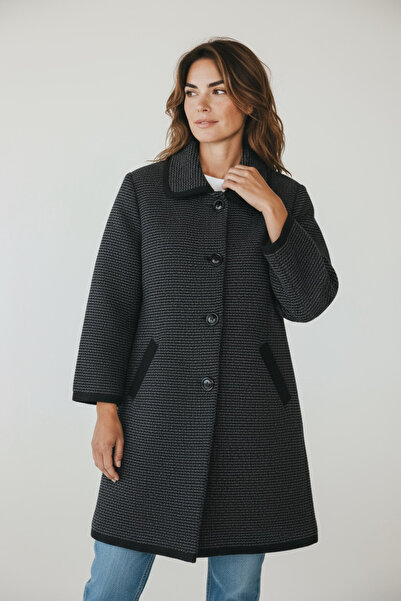 ECE GİYİM Women's Buttoned Front Thick Knit Cardigan with Pocket and Collar