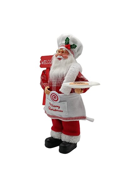 Flippy Christmas Decorative Figurine - Santa Claus Chef, 30 x 17 x 10 cm, Plastic & Textile, Red/Whi