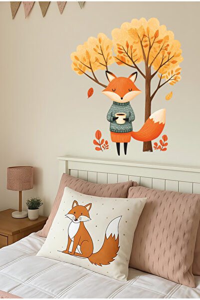 Aysha Tasarım Fox Resting in the Autumn Forest Wall Sticker – Children's Room...