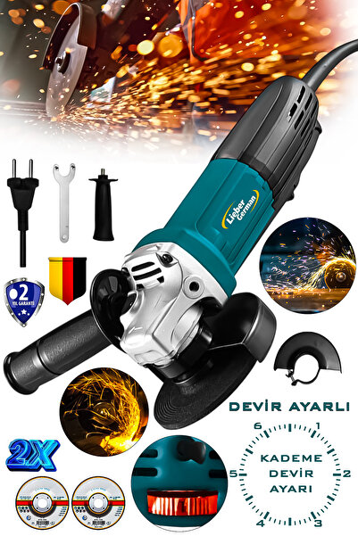 Lieber German Bakır Sargılı Devir Ayarlı 115 MM Avuç İçi Taşlama Kesme Spiral Makinesi +2 Taş Hediye