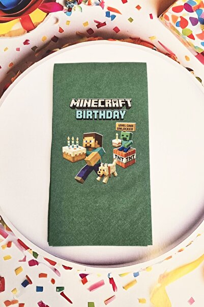 PEKSHOP Minecraft Doğum Günü Peçetesi Yeşil 12li Paket
