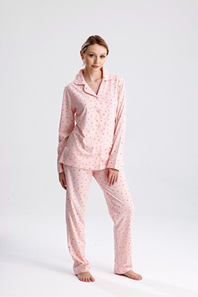 Yeni İnci YILDIZ DESEN PAMUK KADIN PİJAMA TAKIM