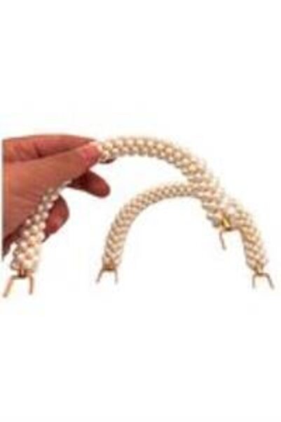 angel çanta aksesuar Pearl Bag Handle with Hook Light Gold Metallic