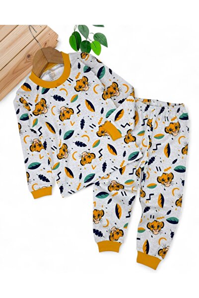 voyyo kids baby Baby Boy Lion King Printed Seasonal 100% Cotton Crew Neck Nightgown Pajama Set 0-6 Years