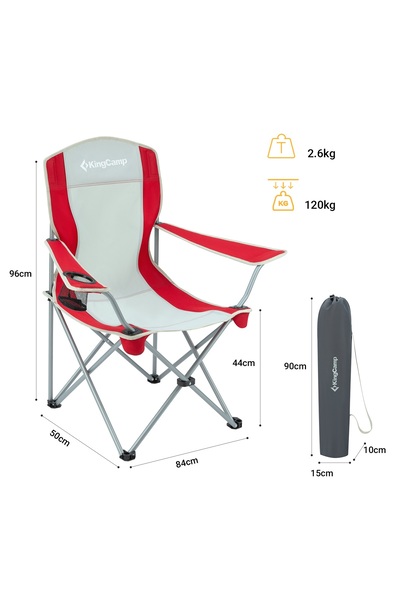 Other KingCamp Folding Camping Chair with Armrests - Red and Gray