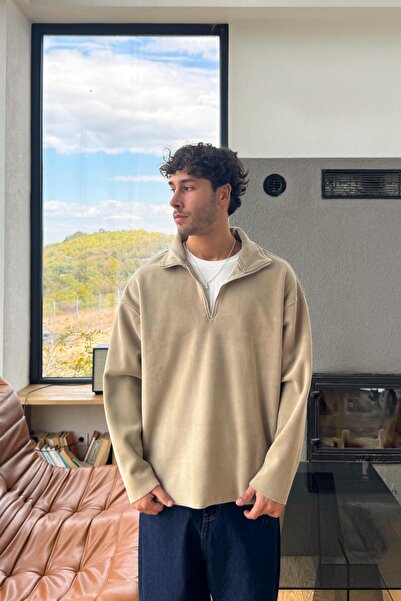 Flaw Wear Zippered Polo Neck Sweatshirt