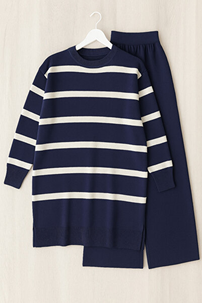 mf venessa Women's Striped Knitwear Set Standard Size (38 46) Suitable