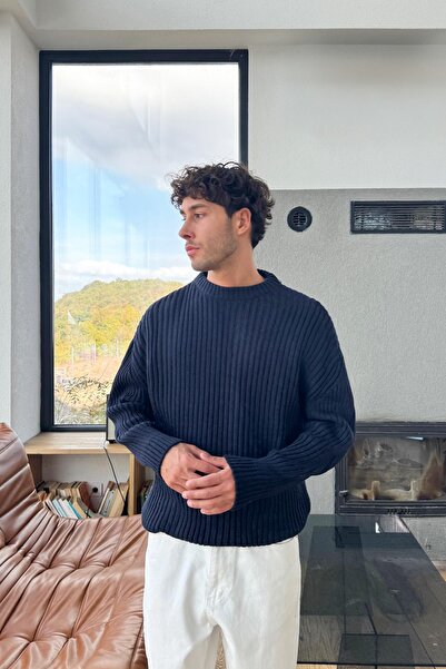 Flaw Wear Fitilli Triko Kazak Lacivert