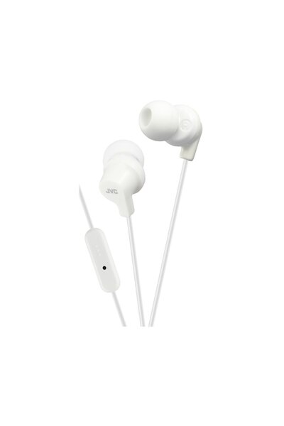 JVC Căști HA-FR15-W-EF, cu fir, intraauriculare, microfon, mufă în formă de L compatibilă cu iPhone, albe