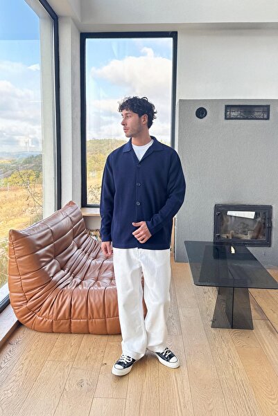 Flaw Wear Buttoned Polo Neck Knitwear Cardigan