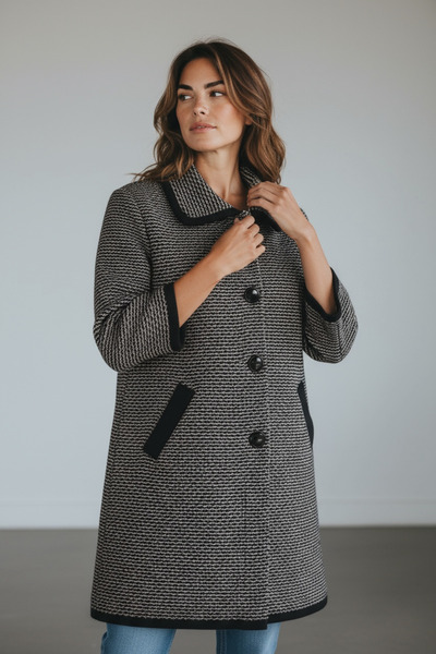 ECE GİYİM Women's Buttoned Front Thick Knit Cardigan with Pocket and Collar