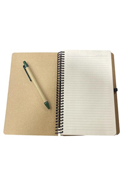 tüftürük Hard Cover 13X21 80 Sheets Lined Recycling Spiral Notebook - with Pen Gift