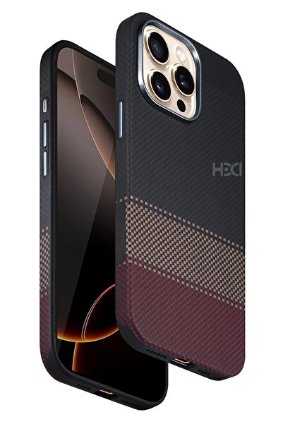 Fuchsia Apple iPhone 15 Pro Max HBC-377 Kevlar Slim Magsafe Kapak - Siyah