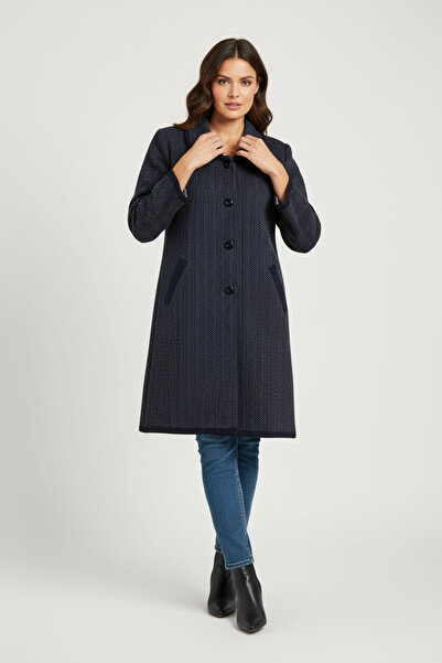 ECE GİYİM Women's Buttoned Front Thick Knit Cardigan with Pocket and Collar