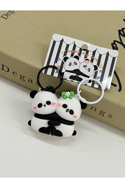 Alışveriş Kasabası 2'li Sevimli Çift Panda Karakter Mıknatıslı Anahtarlık ve ...
