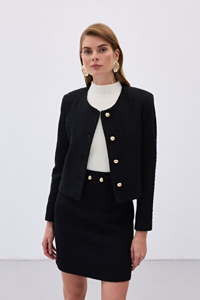 Sateen Короткий твітовий піджак - чорний