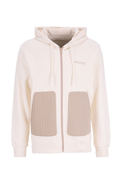Discovery Expedition D5WM-SWT3824 Krem Kapüşon Yaka Relaxed Düz Erkek Sweatshırt