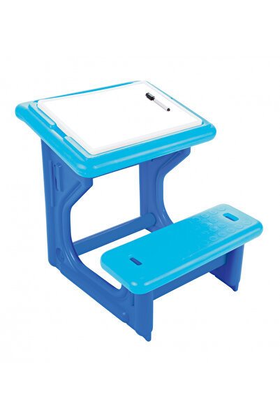 PİLSAN Masuta de studiu cu bancuta pentru copii Study Desk Blue,din plastic rezistent,margini rotunj