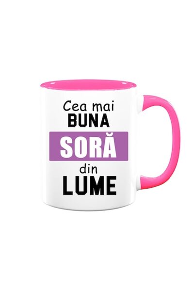 OEM Personalized mug for Sister with message: 'The best sister in the world', Purple Model, Betaprint, w