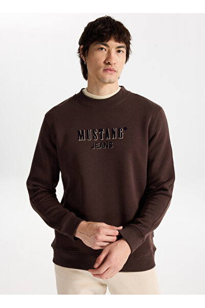 Mustang Bisiklet Yaka Kahve Erkek Sweatshırt M5WM-SWT1503