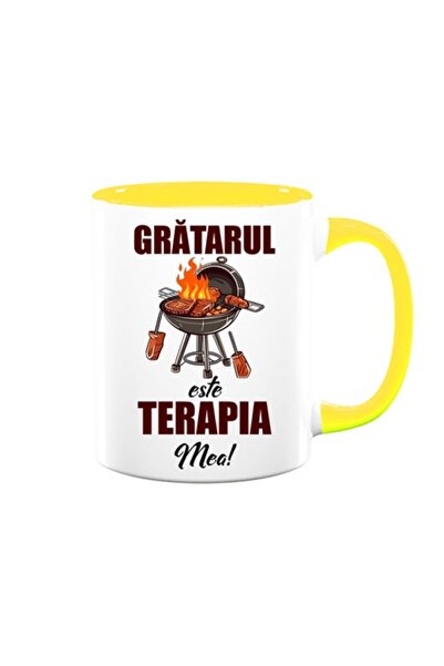 OEM Cană personalizată cu mesajul „Grătarul este terapia mea”, Betaprint, alb...