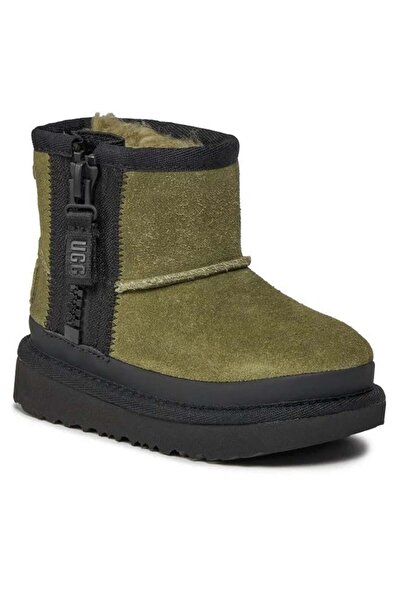 UGG Mini Fermuarlı Logo Çocuk Botu – Petrol