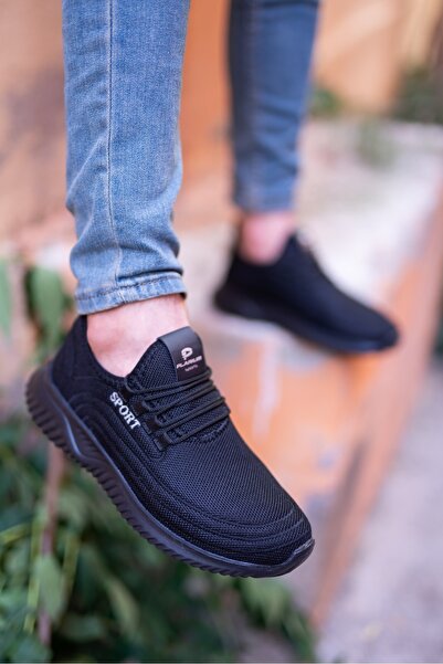 BİKAJOO Erkek Sade Siyah Sport Yazlık Ortopedik Günlük Sneaker WSB0976