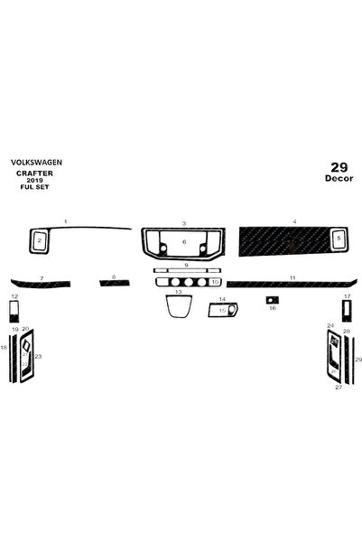 Marscockpitdesign فولكس واجن كرافتر بيانو أسود مطلي بعد 2019 29 قطعة