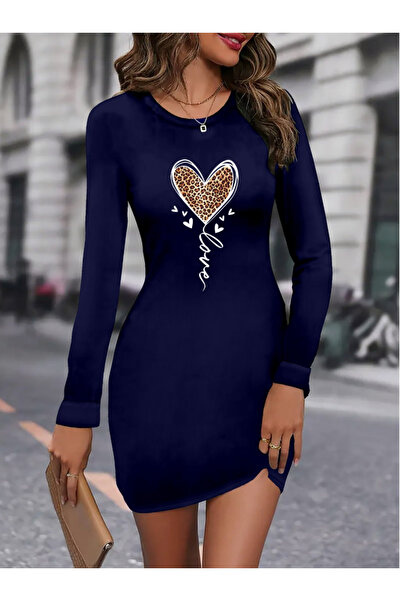 Wear Up    Women's Long Sleeve Crew Neck Short Viscose Two Thread Dress