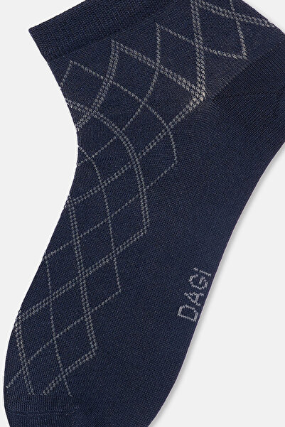 Eros Navy Blue Men's 2-Piece Diamond Pattern Bamboo Socks