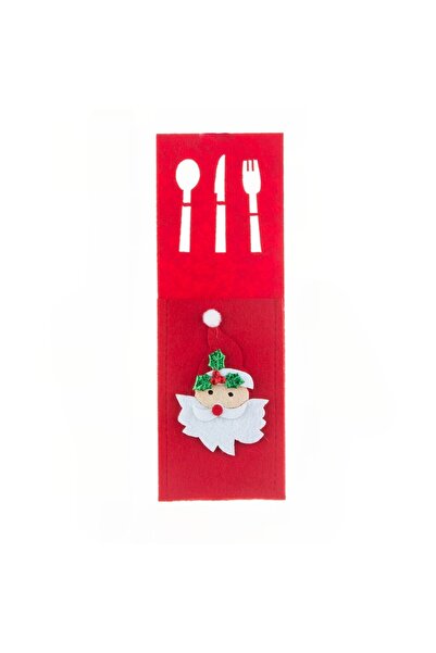 Flippy Husă decorativă pentru tacâmuri, model Moș Crăciun, poliester, 25 x 8,5 cm, roșu