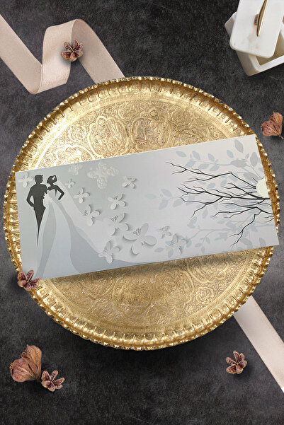 Cem Davetiye Düğün Nişan Nikah Kına Davetiyesi 2505 (100 ADET) Baskı Dahil