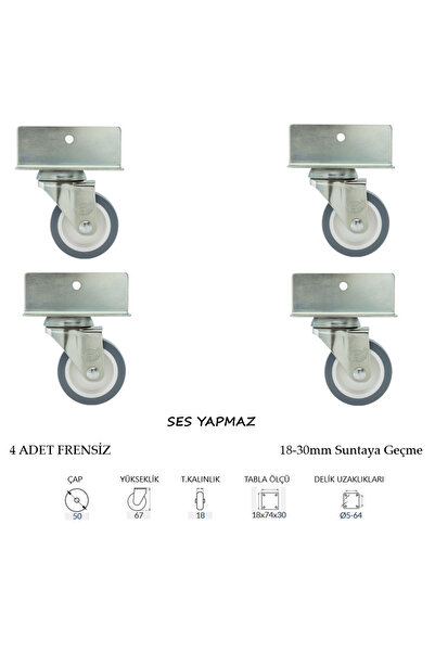 UYGUR TEKER A.Ş Mobilya Tekerleği 18mm-30mm Geçme – Masa, Beşik, Kitaplık, Se...