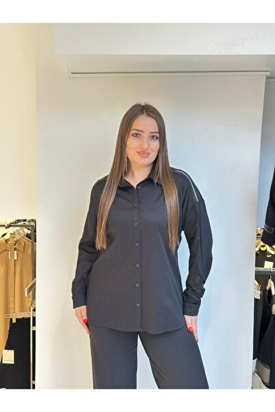 DE WHITES Plus Size Colorful Stripe Detailed Shirt