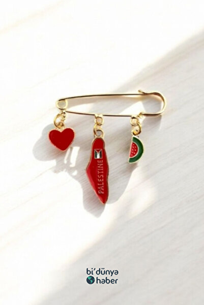 Bi Dünya Haber Sesimiz Filistin Yaka İğnesi ( Kırmızı )