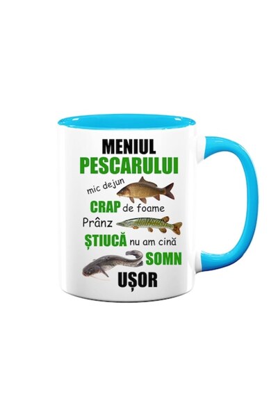 OEM Cană personalizată pentru pescari cu mesajul „Meniul pescarului”, Betapri...