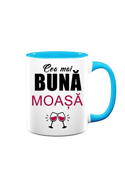 OEM Cană personalizată pentru moașă cu mesajul: „Cea mai bună moașă”, model din sticlă, Betaprint, alb cu albastru