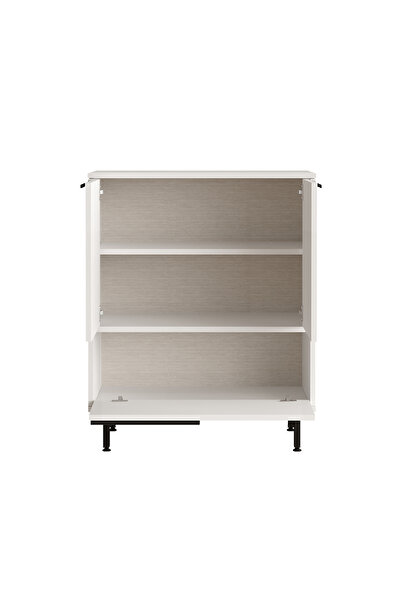 L'occi Concept Leena 75 cm Mutfak Dolabı Mikrodalga Kahve Köşesi 3 Kapaklı Metal Ayaklı Beyaz LA8A-W